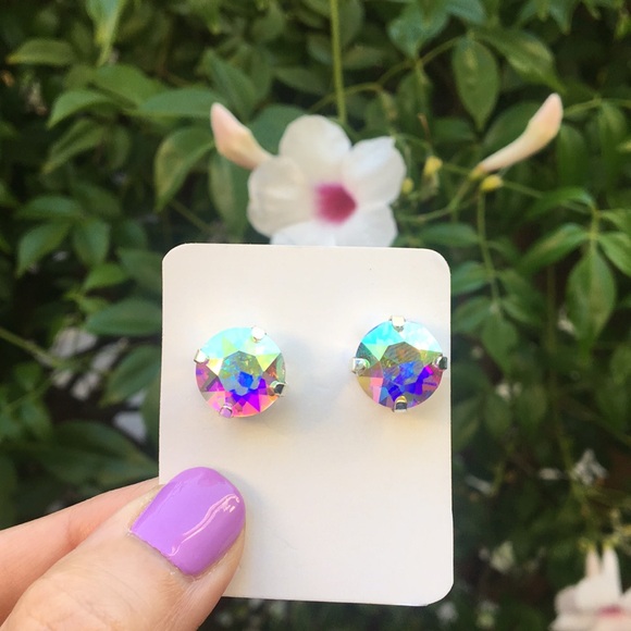 Aurora Borealis + Silver Crystal Earrings - Picture 6 of 12